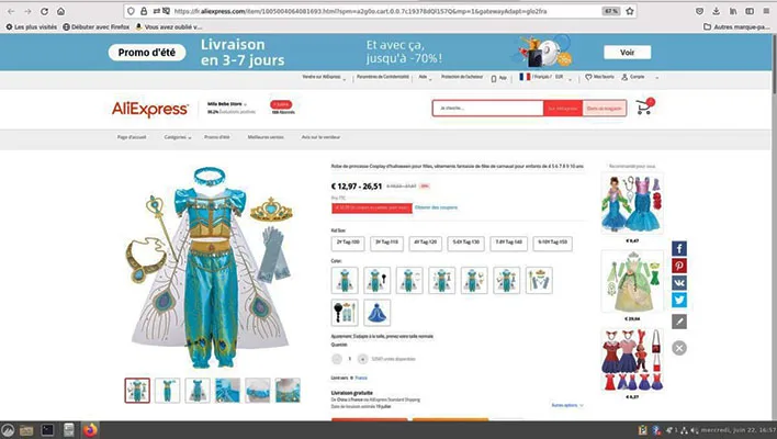 Costume da abito di fantasia «Robe de princesse cosplay d'halloween pour filles vêtements fantaisie de fête de carnaval» — foto 2 dell'alert A12/03076/23
