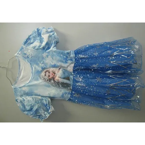 Costume da fancy-dress «Robe de princesse Frozen thématique pour jeune fille, imprimé bleu glace et neige avec j…»