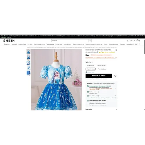 Costume da fancy-dress «Robe de princesse Frozen thématique pour jeune fille, imprimé bleu glace et neige avec j…» — foto 3 dell'alert SR/03717/25