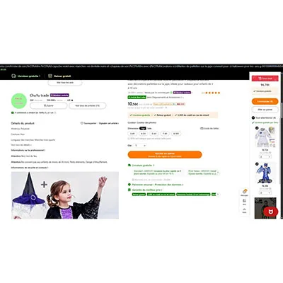 Costume da abito fantasia «Robe de sorcière à capuche violette avec manches trompette en dentelle noire et patchwor…»