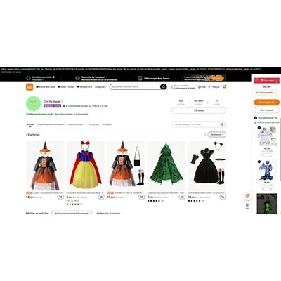 Costume da abito fantasia «Robe de sorcière à capuche violette avec manches trompette en dentelle noire et patchwor…» — foto 4 dell'alert SR/00181/26