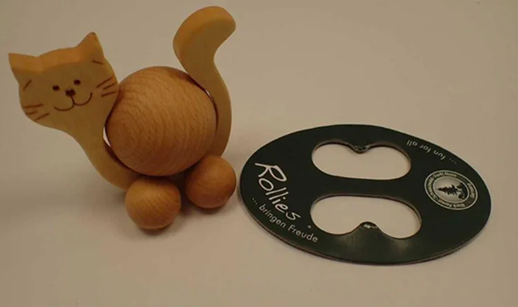 Giocattolo di legno «Rolling Cat» (Waldfabrik BLACK FOREST)