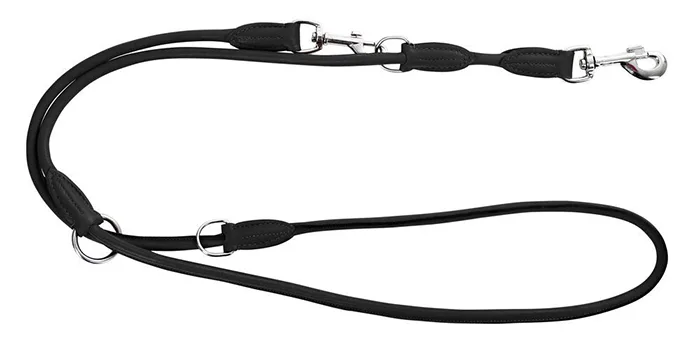 Guinzaglio guida «Roma black round-leather guide leash» (KERBL)