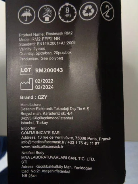 Maschera filtro antiparticolato «Rosimask RM 2 FFP2 Atemschutzmaske» — foto 6 dell'alert A12/00281/23