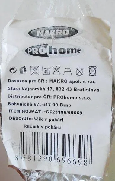 Asciugamano decorativo «Rucník v poháru (' Towel in a cup')» — foto 4 dell'alert A12/0431/17