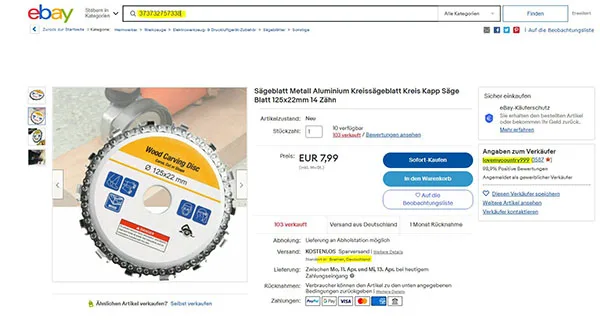 Lama circolare per sega «Sägeblatt Metall Aluminium Kreissägeblatt Kreis Kapp Säge Blatt 125x22mm 14 Zähn» (Wood Carving Disc, Curve, Cut or Shape)