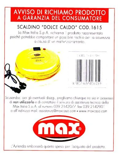 Scaldaletto elettrico – "Dolce Caldo" — foto 1 dell'alert 0362/07