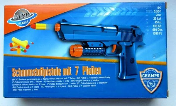 Pistola giocattolo «Schaumstoffpistole mit 7 Pfeilen» (Tedi)