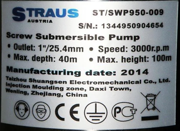Pompa sommergibile «Screw Submersible Pump / Merülőszivattyú» — foto 5 dell'alert A12/1546/15