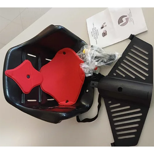 Seggiolino bici per bambini «Seggiolino Anteriore Bici Attacco Manubrio Nero / Rosso + Protezione» (HTP SRL)