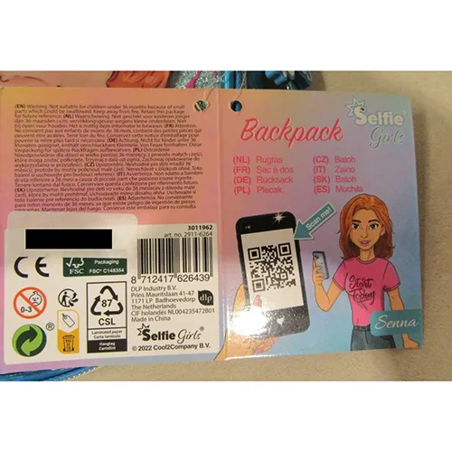 Zaino per bambini «Selfie Girls - Senna - Backpack» — foto 2 dell'alert A12/00880/24