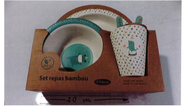 Set stoviglie per bambini «set repas bambou - 5 pièces» (VERBAUDET)