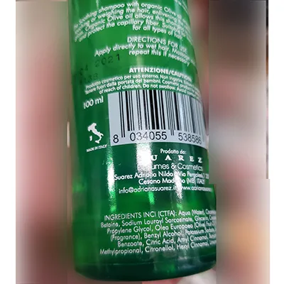 Shampoo «Shampoo emolliente» — foto 4 dell'alert A12/00541/24