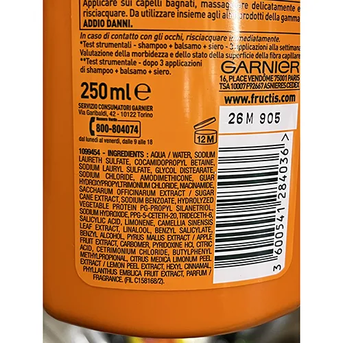 Shampoo «Shampoo fortificante addio danni - Fructis» — foto 4 dell'alert A12/01371/24