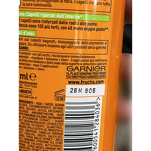 Shampoo «Shampoo fortificante addio danni - Fructis» — foto 5 dell'alert A12/01371/24