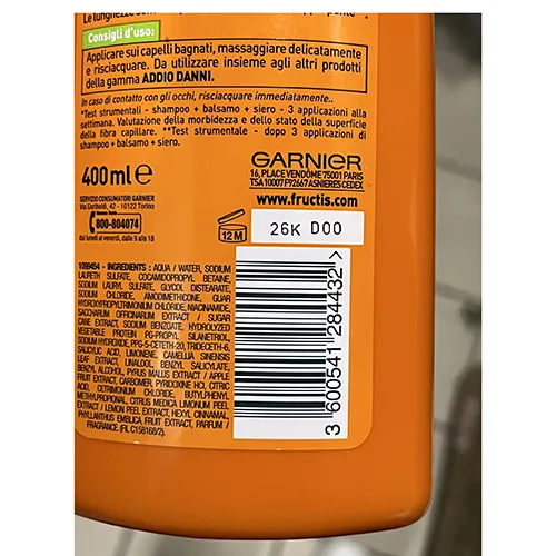 Shampoo «Shampoo fortificante addio danni - Fructis» — foto 7 dell'alert A12/01371/24
