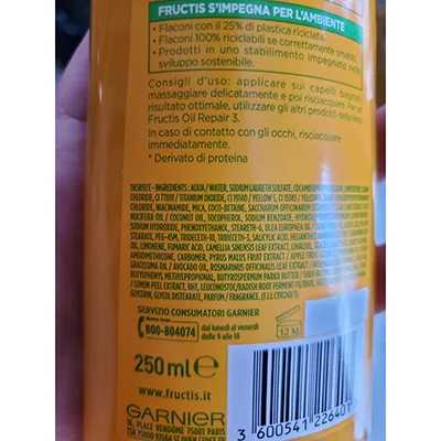 Shampoo «Shampoo fortificante oil repair 3» — foto 2 dell'alert A12/02126/24