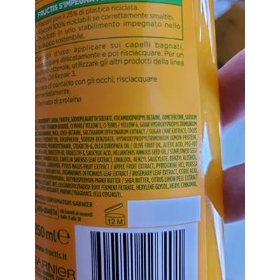 Shampoo «Shampoo fortificante oil repair 3» — foto 3 dell'alert A12/02126/24
