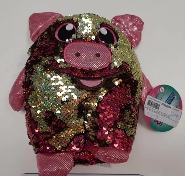 Giocattoli morbidi ricoperti di paillettes. «Shimmeez Polly Pig» (Beverly Hills Teddy Bear Co. / Shimmeez)