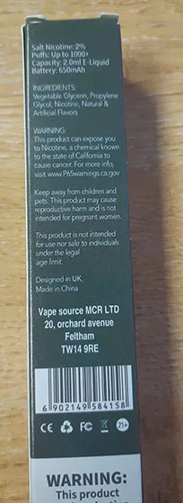 Sigaretta elettronica usa e getta «Shisha Bar 1000+ NIC Puffs 20 mg/ml (2%) nicotine» — foto 2 dell'alert A12/00685/22