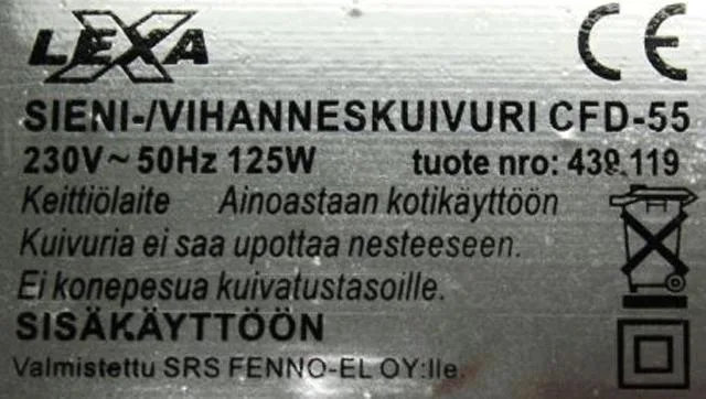 Essiccatore dell'alimento & # #13; & #13; «Sieni-/Vihanneskuivuri» — foto 2 dell'alert A12/0108/13