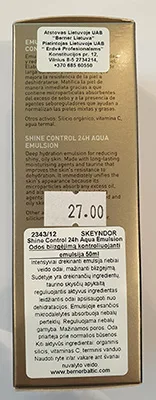 Crema per la pelle «Skin shine control emulsion» — foto 2 dell'alert A12/00248/23