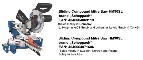 Sega a mitre composto scorrevole «Sliding compound mitre saw» — foto 3 dell'alert A11/0064/19
