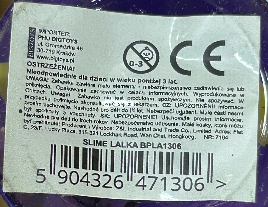 Bavaglino giocattolo «SLIME LALKA» — foto 2 dell'alert SR/02035/26
