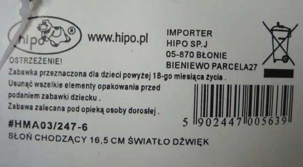 Giocattolo di plastica «Slon chodzacy» — foto 3 dell'alert A12/0436/18