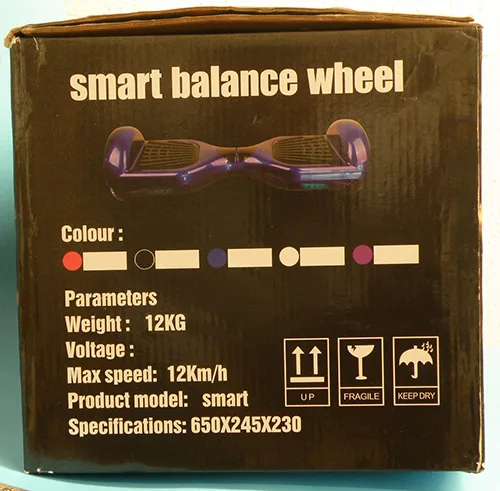 Scooter autobilanciante (hoverboard) «Smart Balance Wheel (on the packaging); Hardbower (on the label)» — foto 6 dell'alert A12/00840/21