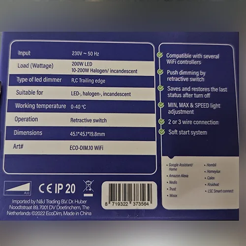 Interruttore dimmer Wi-Fi «Smart dimmer module» (EcoDim)