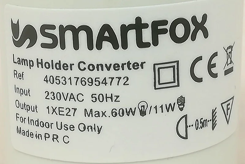 Lampada a presa «Smartfox socket angle adapter for light bulbs - white E27» — foto 3 dell'alert A12/00421/20