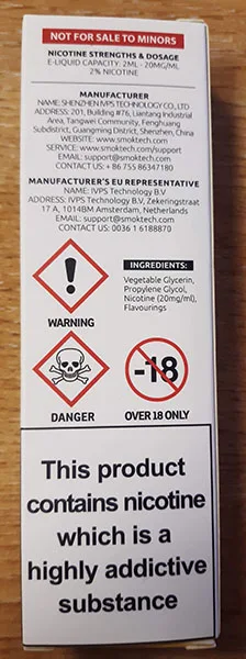 Sigaretta elettronica usa e getta «SMOK VVOW 20 mg/ml (2%) nicotine concentration» — foto 2 dell'alert A12/00683/22