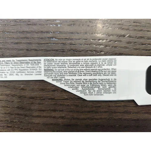 Occhiali da eclissi solare «Solar Safe Glasses» — foto 6 dell'alert OR/00103/26
