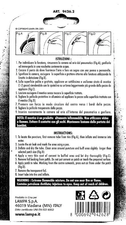 Soluzione in gomma nel kit riparazione biciclette — foto 3 dell'alert 0451/08