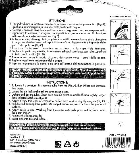 Soluzione in gomma nel kit riparazione biciclette — foto 5 dell'alert 0451/08