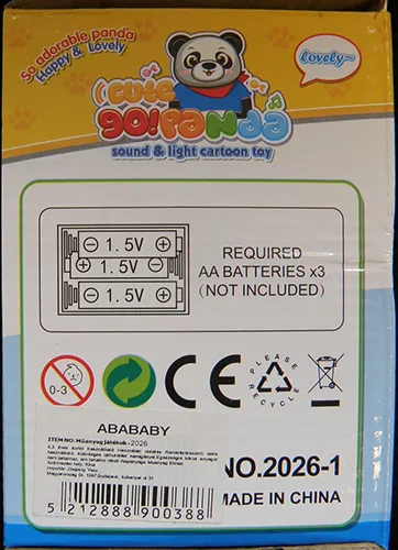 Panda giocattolo con batteria «Sound & light cartoon toy set» — foto 4 dell'alert A11/00028/22