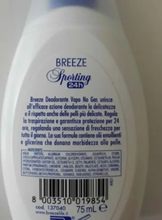 Deodorante «Sporting 24h Deodorante vapo no gas» — foto 2 dell'alert A12/02926/23