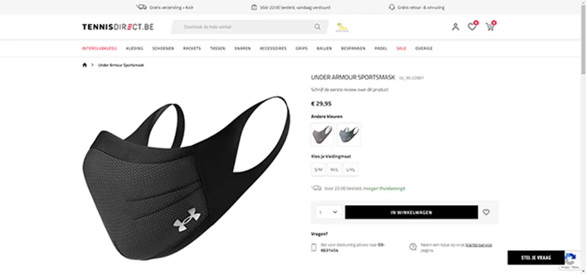 Copertura facciale della comunità «Sportsmask black» — foto 1 dell'alert A12/00538/21