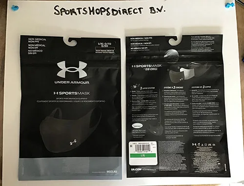 Copertura facciale della comunità «Sportsmask black» — foto 4 dell'alert A12/00538/21