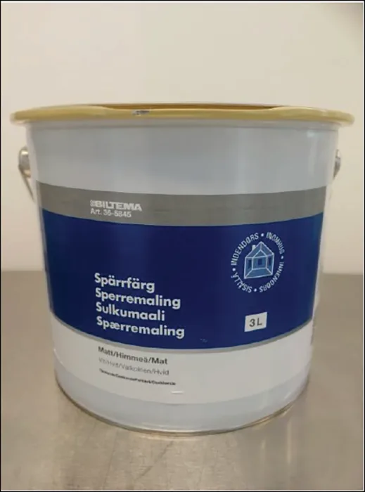 Rivestimento della parete «Spærremaling» (Biltema)