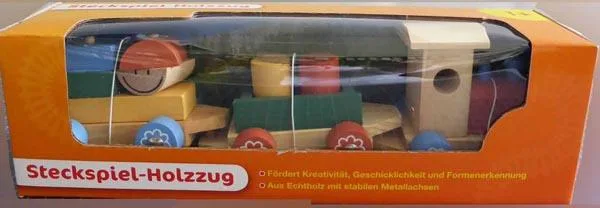Treno giocattolo in legno «Steckspiel-Holzzug ('Peg-in-hole wooden train')» (Qsource)