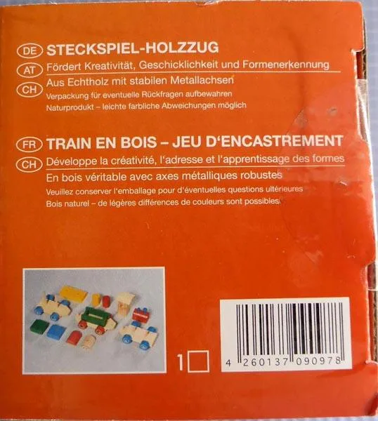 Treno giocattolo in legno «Steckspiel-Holzzug ('Peg-in-hole wooden train')» — foto 3 dell'alert A12/1520/16