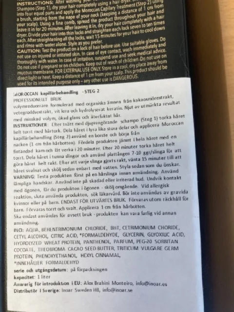 Raddrizzatore per capelli «Step 2 Moroccan Capilary Treatment» (INOAR)