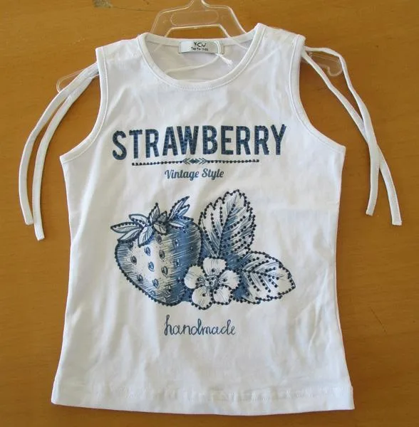 T-shirt senza maniche per ragazze «Strawberry» (Y-Clu)