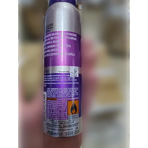Mousse per capelli «STUDIOLINE SILK & GLOSS MOUSSE VOLUME» — foto 2 dell'alert A12/01357/24