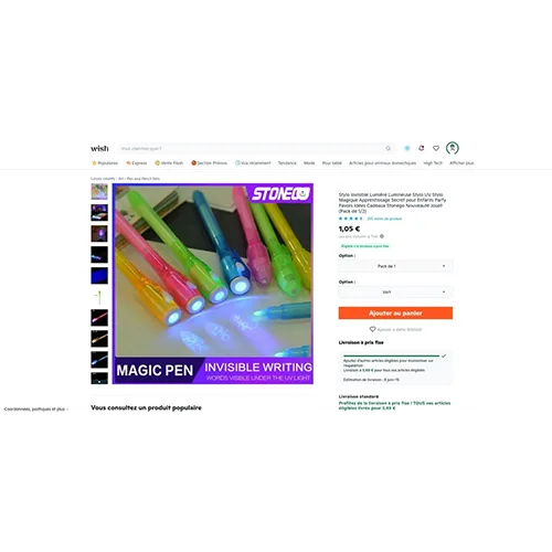 Penna «STYLO INVISIBLE LUMIÈRE LUMINEUSE STYLO UV STYLO MAGIQUE APPRENTISSAGE SECRET POUR ENFAN…»