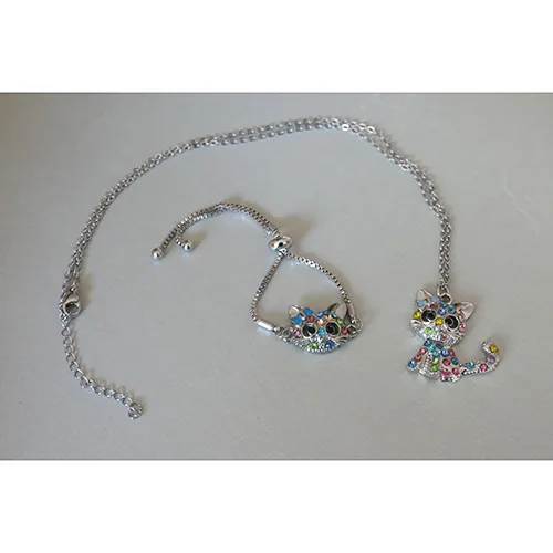 Set di gioielli «Süße Katze Halskette Armband Set für Mädchen, Katze Anhänger, Katzenanhänger Halskette K…» — foto 1 dell'alert A12/03177/24