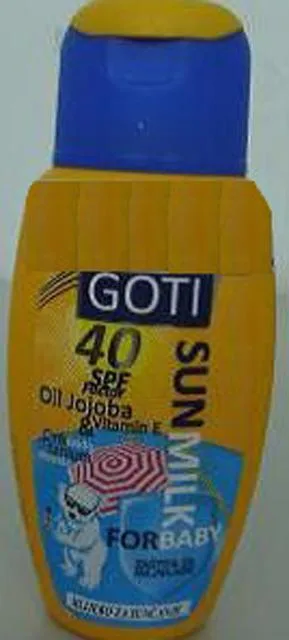 Latte per la protezione solare per il bambino «Sun milk for baby oil jojoba &amp; vitamin E - sun protection milk SPF 40» (Goti)