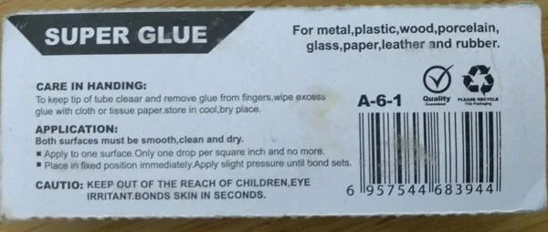 Colla «Super Glue» — foto 2 dell'alert A12/0254/19